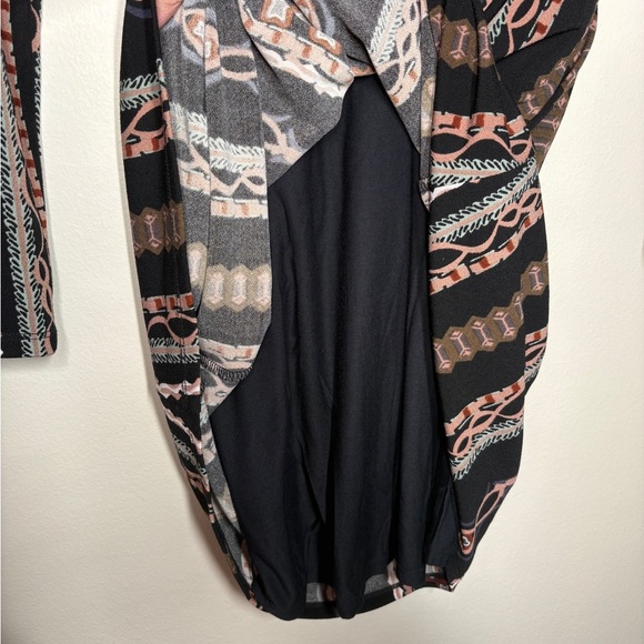 Free People Black and Pink Geometric Long Sleeve Mini Dress - Picture 9 of 12